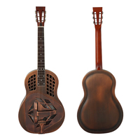 Aiersi Brand Resonator Guitar Matte Red Rust Brass Body Tricone 6 Steel Sting Instrument with Foam Hard Case