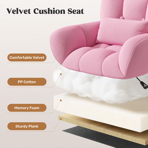 Modern Ergonomic Height Adjustable <b>Velvet</b> Office <b>Chair</b> Silent Casters Memory Foam Wrapped Seat Pillow for Home Office Study - Product Image 6