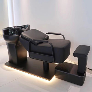 Sillón de Peluquería con Lavabo de Cerámica, Diseño Moderno en Cuero PU, Estructura de Acero Inoxidable, Muebles Comerciales para Salón de Belleza - Product Image 2