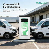 Stasiun Pengisian Daya Kendaraan Listrik AC Tipe 2 22 kW dengan Layar LCD Definisi Tinggi untuk Iklan, Dilengkapi Dua Gun Pengisian dan Pemasangan di Lantai