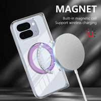Coque de téléphone transparente transparente pour Google Pixel 10Pro coque de téléphone magnétique pliable avec béquille à anneau rotatif