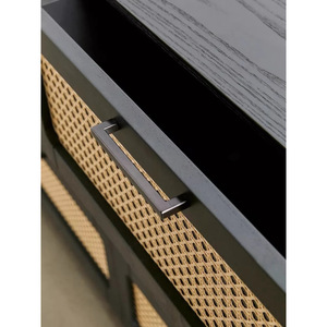 ตู้ลิ้นชักไม้เนื้อแข็งสไตล์ฝรั่งเศส 6 ลิ้นชัก พร้อมตู้เก็บของหวายสีดำ เฟอร์นิเจอร์ห้องนอน - Product Image 4