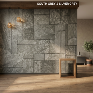 Paneles de Pared 3D de Mármol Gris Sur y Gris Plateado, Revestimiento de Piedra Decorativo Interior Moderno y Contemporáneo - Product Image 3
