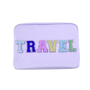 Bolsa de almacenamiento con cremallera para PC de gran capacidad europea americana Oxford conveniente maquillaje moderno para neceser con letras bordadas para niña - Product Image 3