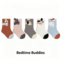 Chaussettes mi-mollet sans couture, antibactériennes, à motif animalier, pour tout-petits garçons et filles, collection automne, usage quotidien, lot de 5 paires, modèle 2026