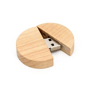 หน่วยความจำแฟลชดิสก์ U ไม้กลมแยกได้พร้อมฝาไม้เป็นมิตรกับสิ่งแวดล้อม - Product Image 1