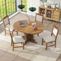 Ensemble de salle à manger moderne de luxe TREXM 5 pièces, 1 table extensible en bois avec plateau de 16 pouces, 4 chaises rembourrées, écologique et durable