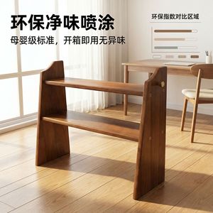 Solid wood <b>desktop</b> <b>shelf</b> with slanted design, multi-tiered organization for cosmetics and cups, suitable for office use and - Product Image 4