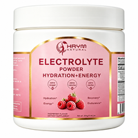 Poudre d'électrolytes de marque privée OEM/ODM, saveur framboise, sans sucre, zéro calorie, zéro glucides, certifiée Halal, 300g, énergétique