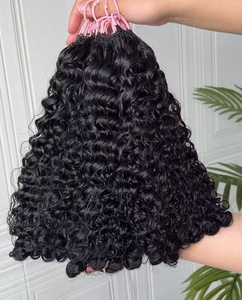 ผมต่อแบบโครเชต์เส้นผมมนุษย์แท้แบบหยิกสไตล์กัมพูชา  แบบถักเปียโบโฮ  แบบติดลูปสำเร็จรูป  แบบมองไม่เห็นรอยต่อ  ผมตรงแบบหยิก - Product Image 3