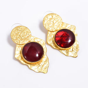 Girls Fashion 14k Gold Plated Brass Drop <b>Earrings</b> <b>Handmade</b> Trendy Gemstone Jewelry for Weddings Direct From the Exporter - Product Image 1