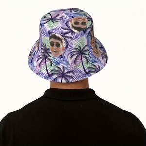 Chapeau Bob Hawaïen Personnalisable avec Motif Palmier Tropical Réversible pour Hommes et Femmes – Protection Solaire Estivale Quotidienne – Design Cartoon - Product Image 1