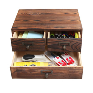 Wooden desktop <b>storage</b> <b>box</b> with <b>drawers</b>, mini <b>storage</b> cabinet for desks and stationery organizers, pull-out compartment jewelry - Product Image 1