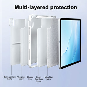 Étui clavier magnétique multi-angles pour <span class=keywords><strong>iPad</strong></span> Air 11 pouces, clavier sans fil BT blanc avec pavé tactile et emplacement pour stylet - Product Image 3