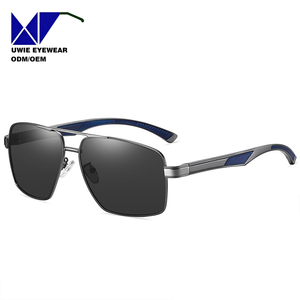 Lunettes <span class=keywords><strong>de</strong></span> soleil polarisées UV400 carrées en métal OEM pour hommes avec verres TAC à monture complète, nouveau modèle doré - Product Image 5