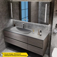 Ensemble de meubles de salle de bain modernes de luxe léger, étanches, en aluminium alvéolé, avec vasque intégrée et meuble sous-vasque