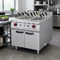 Cuisinière à pâtes professionnelle au gaz avec armoire de rangement, en acier inoxydable, à paniers multiples, pour la cuisson des nouilles