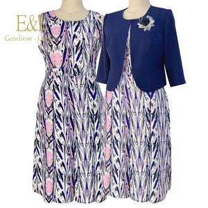 Uniforme de Iglesia, Traje de Vestir de Punto para Mujer, Talla Grande, Estampado, para Oficina - Product Image 1