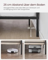 Cadre de lit en métal noir traditionnel avec rangement, construction en acier thermolaqué durable, pliable pour hôtel, appartement, chambre d'hôtes