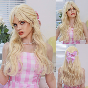 European American Hot Selling Golden for Cosplay Wig Long <strong>Curly</strong> <strong>Hair</strong> Eight Bangs High Quality High-temperature Silk Exoticism - Product Image 3