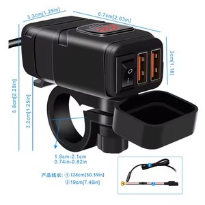Dual Port USB 3.0 xe máy/xe đạp LED sạc nhanh Adapter với vôn kế On/Off chuyển đổi không thấm nước Phụ kiện xe máy - Product Image 4