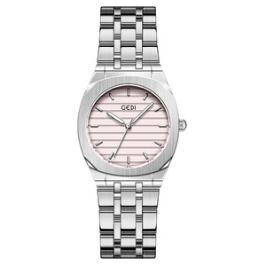 Womens Silver Stainless Steel <b>Watch</b> Octagonal <b>Case</b> Striped Dial Elegant Quartz Wristwatch - Product Image 4