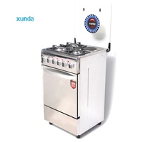 Cuisinière à gaz et électrique autonome Xunda à 4 brûleurs en acier inoxydable avec four et gril