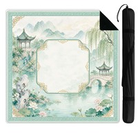 Tapis de Mahjong Vintage Paysage Montagneux Chinois Antidérapant et Anti-bruit pour Domino, Poker, Cartes et Jeux de Tuiles