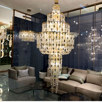 Lustre moderne en cristal à plusieurs niveaux, luminaire suspendu en cascade pour hall d'hôtel, escalier, atrium, projet de villa, décoration intérieure