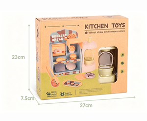 Ensemble de jeu de cuisine intelligent pour enfants en paille de blé et PP, comprenant cuisinière, four, micro-ondes, casseroles, poêles, cuiseur à riz et aliments - Product Image 6