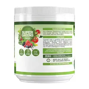 OEM hijau campuran Superfood Super hijau bubuk dengan Spirulina Chlorella bit akar bubuk probiotik enzim pencernaan