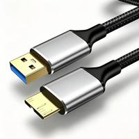 Câble de données USB 3.0 haute vitesse mâle A vers Micro USB B avec conducteur en cuivre et gaine en nylon pour disque dur externe