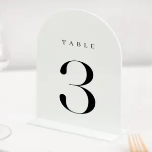 Números de mesa blancos 1-15 Números de mesa acrílicos de alta calidad Titulares de números de mesa acrílicos para eventos de fiesta de boda