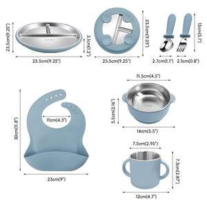 Atacado Personalizado Clássico Dos Desenhos Animados Padrão BPA-free Silicone Baby Feeding Set Destacável Aço Inoxidável Toddlers Plate <span class=keywords><strong>Bowl</strong></span> - Product Image 6
