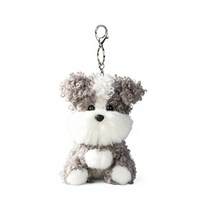 Porte-clés en peluche Bobova Mini Schnauzer 15 cm, adorable chien bouclé, poupée en peluche, pendentif de sac, porte-clés animal doux, cadeau pour filles
