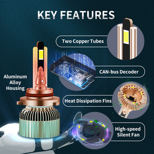 Bombillas <span class=keywords><strong>LED</strong></span> HANDAO para Faros Delanteros de Autos y Camiones, 12V-24V 110W H7, Luces Altas y Bajas, Tubos de Cobre + Placa de Cobre, Conexión Directa - Product Image 4