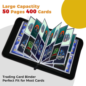 Reliure pour cartes à collectionner personnalisée à 4 pochettes |   Reliure à fermeture éclair OEM/ODM en petites séries pour cartes Pokémon, cartes TCG, photos, 400 pochettes - Product Image 4