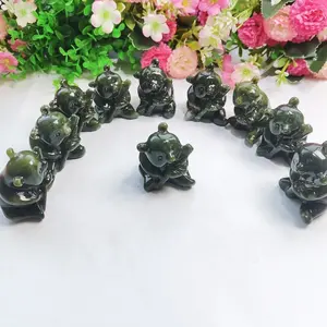 High Quality Polished Stone Animal Carving Handmade Xiuyu Jade Panda For Souvenir