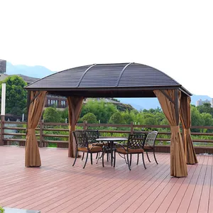 Gazebo Logam Semua Cuaca, Awning Kanopi Gazebo Logam Naungan Matahari Aluminium dan Baja untuk Bbq