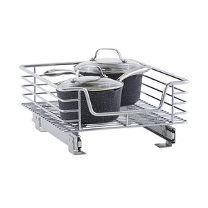 WELLTOP-Organizador deslizante de almacenamiento de cocina de diseño moderno, estante de armario con tiradores de 11,5 pulgadas, cesta de acero inoxidable cromado, - Product Image 4