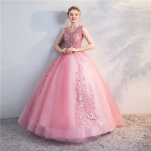 Tulle Dress Long Skirt Red Bean Paste Color 3D Floral Embroidery Stage Performance Women's Evening Gown - Product Image 4