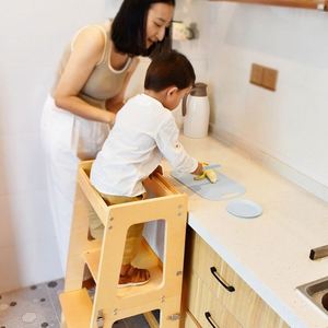 Torre de aprendizaje plegable creativa con pizarra, torre de aprendizaje de madera, taburete de cocina para niños - Product Image 2