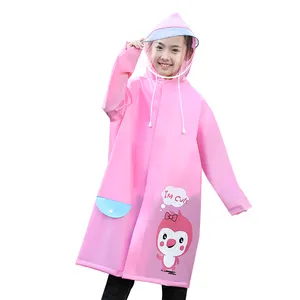 Imperméable EVA pour enfant Imperméable Manteau de pluie épais Veste de pluie transparente réutilisable Poncho de tour pour enfants transparent
