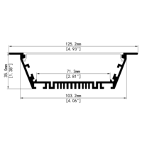 Barre lumineuse LED encastrée large W100xH32mm, profil en aluminium, longueur et puissance personnalisables, couleur de la lumière réglable