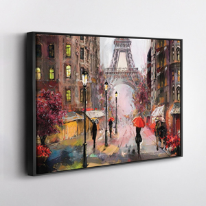 Quadro a Olio su Tela con <span class=keywords><strong>Vista</strong></span> di Parigi, Opera d'Arte con <span class=keywords><strong>Torre</strong></span> <span class=keywords><strong>Eiffel</strong></span>, Stampa su Tela Colorata per Arredamento Casa - Product Image 1