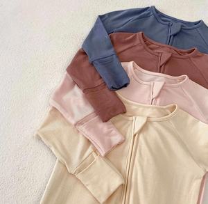 Merek cetak & Label bambu ritsleting Bayi Romper bambu tidur anak baru lahir organik bayi bambu Viscose piyama bayi - Product Image 6