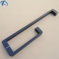 Poignée de porte d'angle carrée en acier inoxydable noir mat au design moderne, poignée de porte coulissante en verre Austin pour salle de bain, barre porte-serviettes