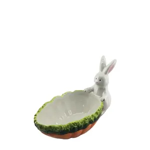 Ciotola per conigli in ceramica bianca easter buddy con ciotola rettangolare grande per la cucina di casa