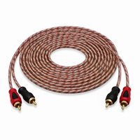 Kabel Interkoneksi Stereo RCA, Kabel Jalin Transparan dengan Colokan Berwarna Merah Hitam Biru Oranye untuk Peralatan Audio