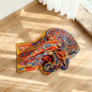 Tappeto con Silhouette di Testa Colorata, Design Astratto Anatomico Psichedelico Estetico - Product Image 1